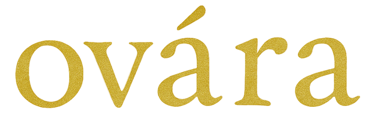 Gold 'ovóra' text on a transparent background